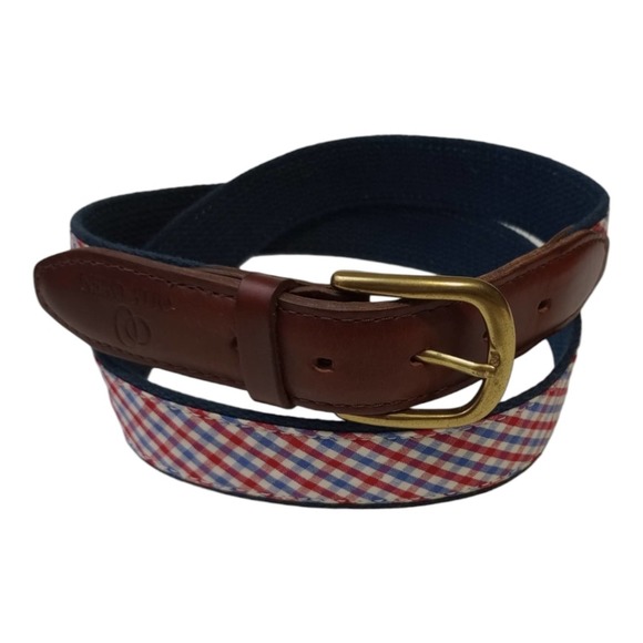 Olly Oxen Other - Olly Oxen Red Blue Gingham Leather Belt Size 40 / 100